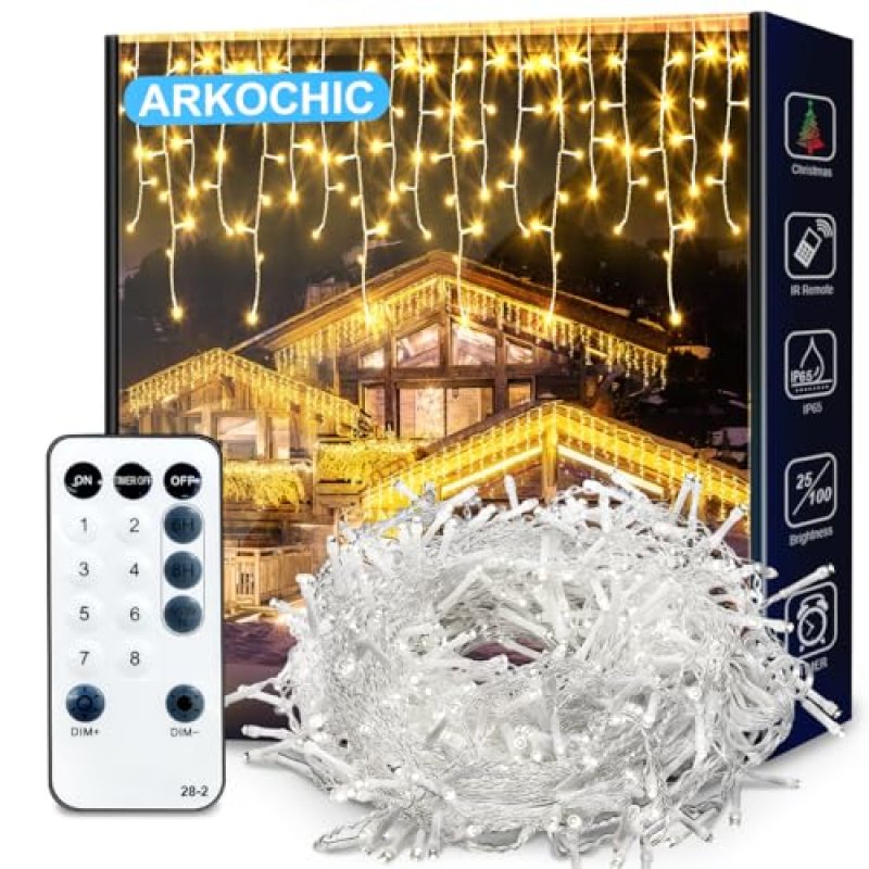 ARKOCHIC 10M Warm White Icicle Lights