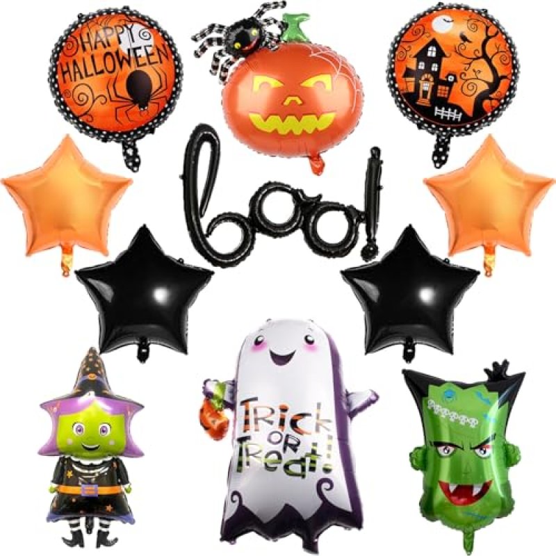 10 Pcs Halloween Boo Foil Balloons Set, XXL Ghost…