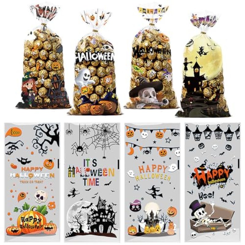 MORAINJAY 100P Halloween Candy Treat Bags,5''x11'…