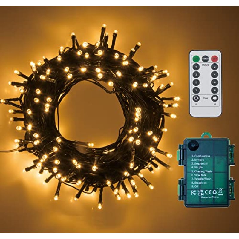 100 LED Battery Operated Christmas Lights On Dark…
