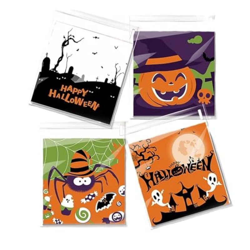 100Pcs Halloween Cellophane Bags Self Adhesive…