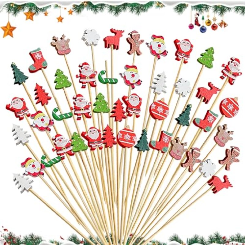 KASESSS 100 Pcs Christmas Cocktail Sticks, Canape…