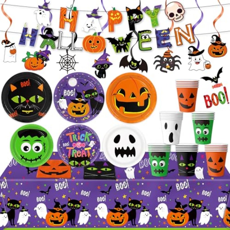 106 Pcs Halloween Party Supplies Tableware Set…