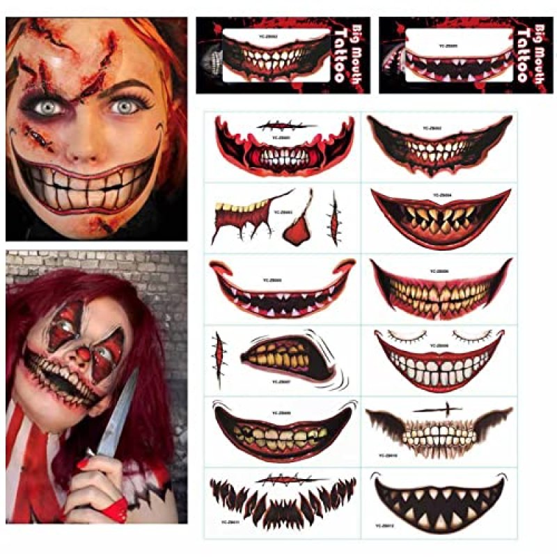 12Pcs Halloween Prank Make up Temporary Tattoos…