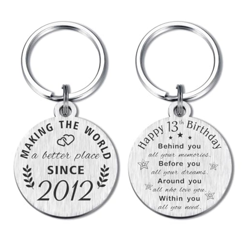 ABBNT 13th Birthday Keychain for 13 Year Olds