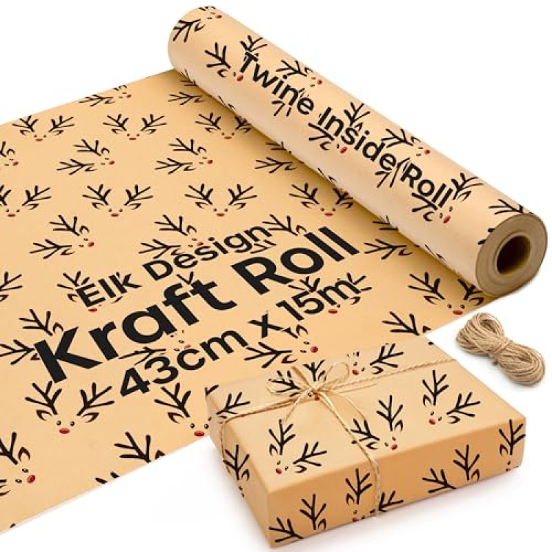 15M Kraft Wrapping Paper, Christmas Wrapping…