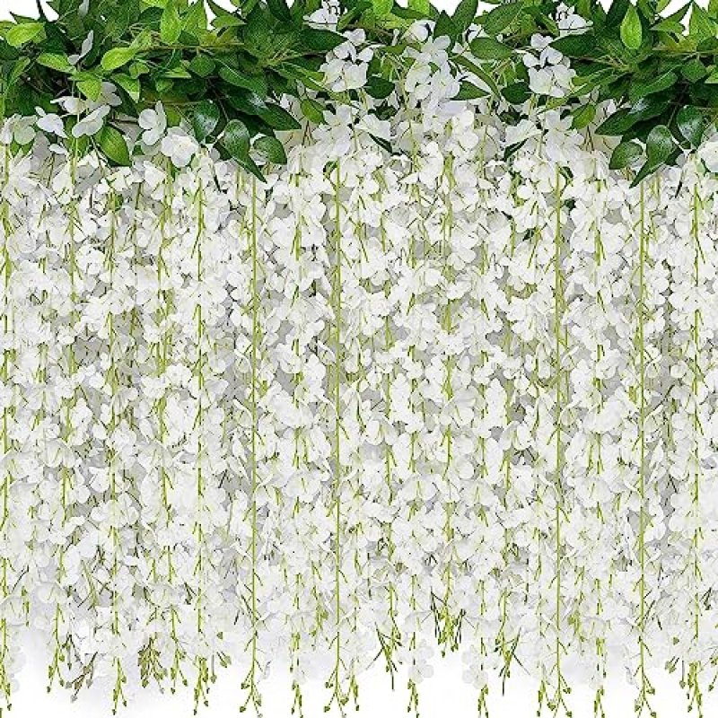 2 Pack 20 Branches Wisteria Hanging Flowers 6…