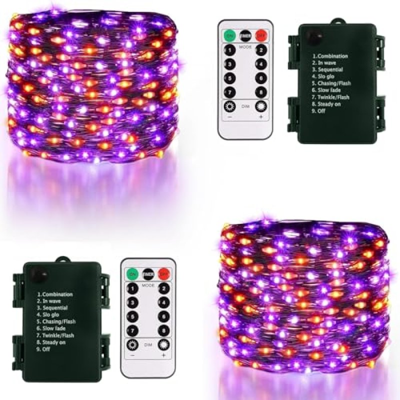 DBFAIRY 2 Pack Halloween Fairy Lights Battery…