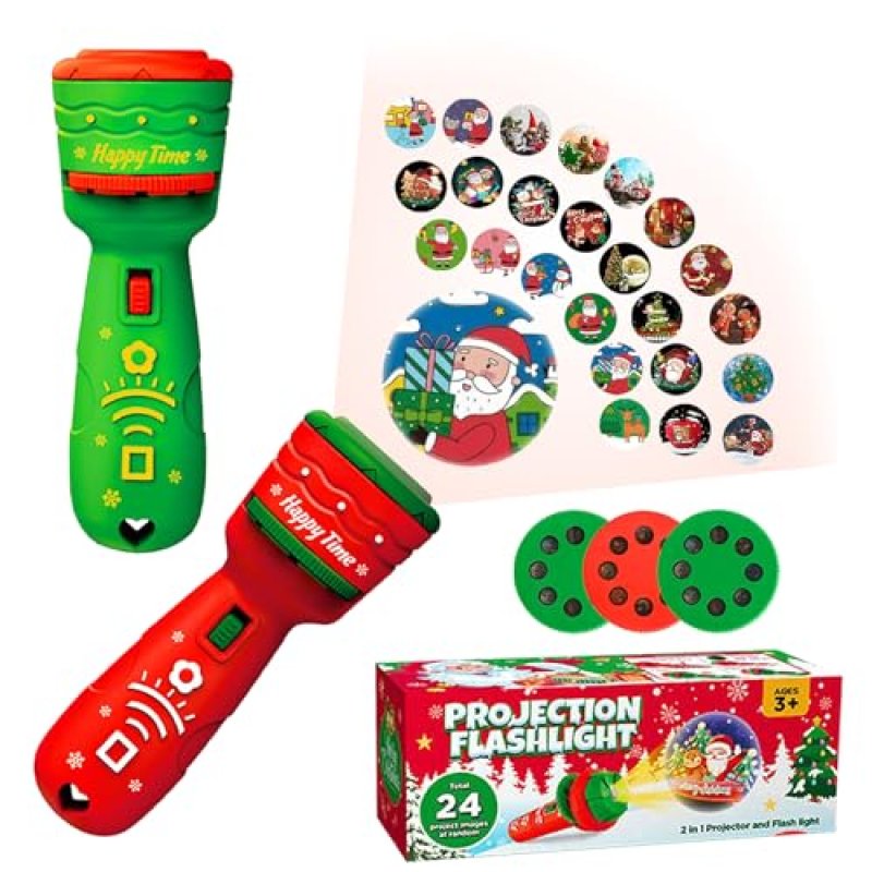 MORAINJAY 2 Pack Christmas Flashlight Projector,…
