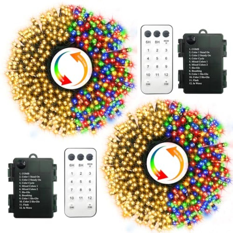 CCILAND 2 Pack Christmas Tree Lights Battery, 2…