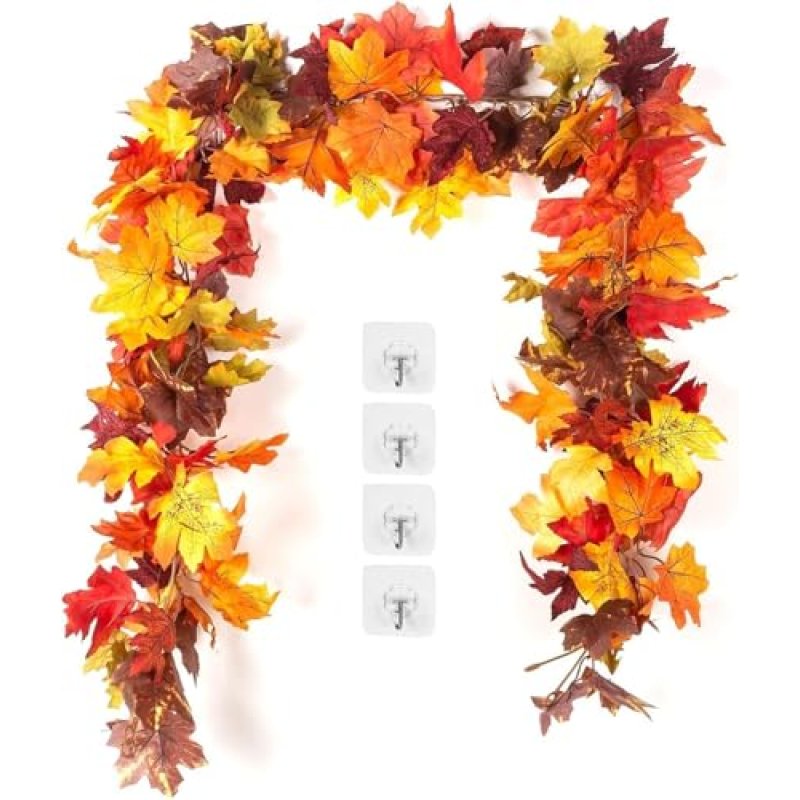 KASZOO 2 Pack Autumn Maple Leaf Garland - 5.8 Ft…