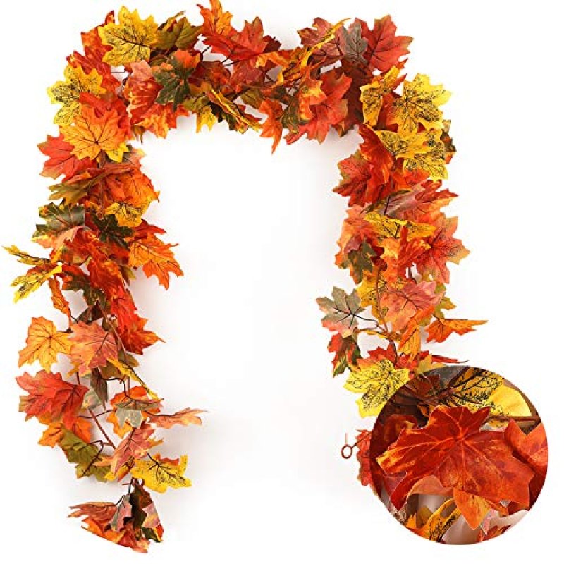 RECUTMS 2 Pack Autumn Garland Maple Leaves Fall…