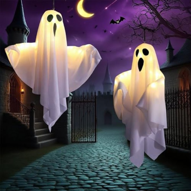 2PCS Halloween Ghost Decorations, Hanging Ghosts…