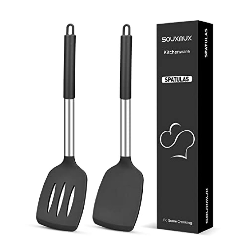 2 Pcs Silicone Spatulas Turners, Solid and…