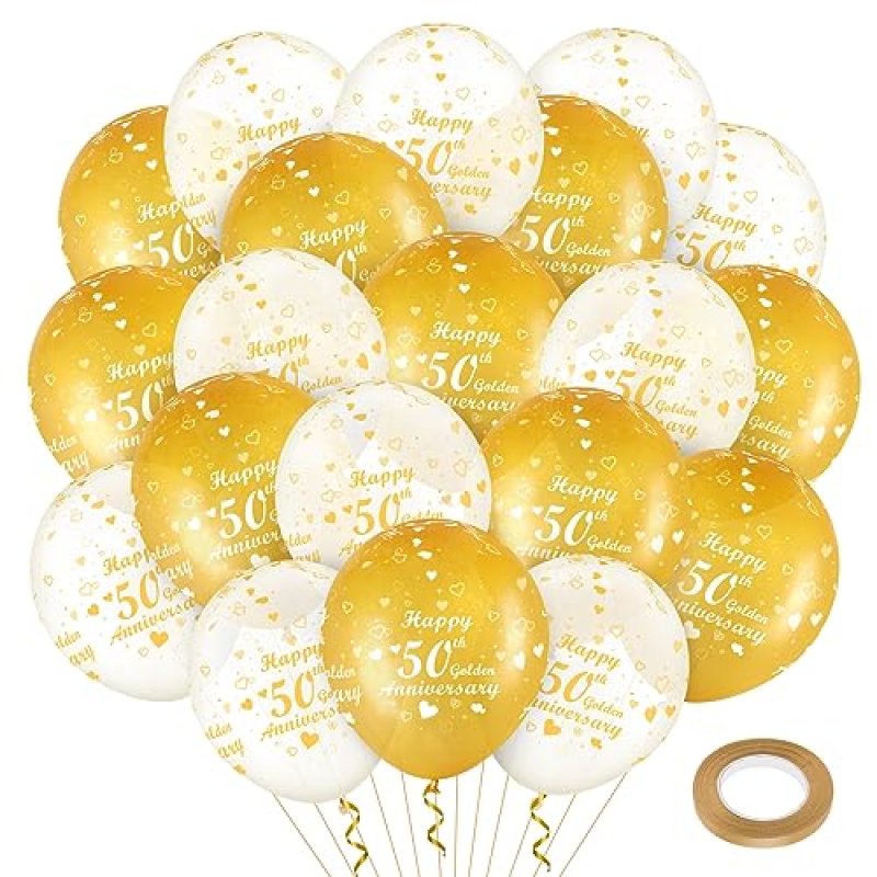 RUMIA 20Pcs 50th Golden Anniversary Balloons,…