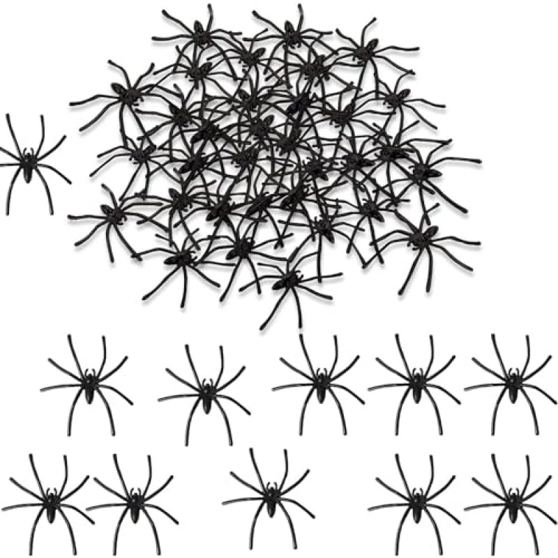 SHATCHI 24Pcs Spooky Black Realistic Plastic 4…