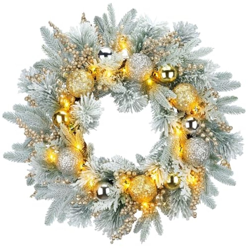 YULETIME 24" Christmas Wreath, Artificial Holiday…