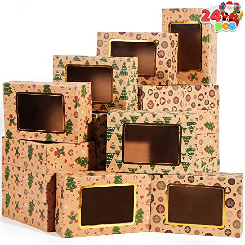 JOYIN 24 PCS Foiled Christmas Cookie Boxes with…