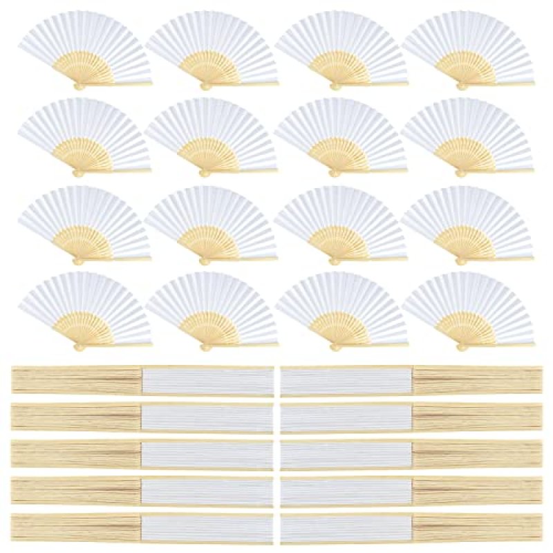 PLULON 26 Pieces White Paper Handheld Fan Hand…