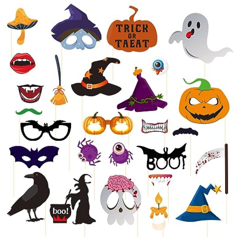 27PCS Halloween Photo Booth Props for Halloween…