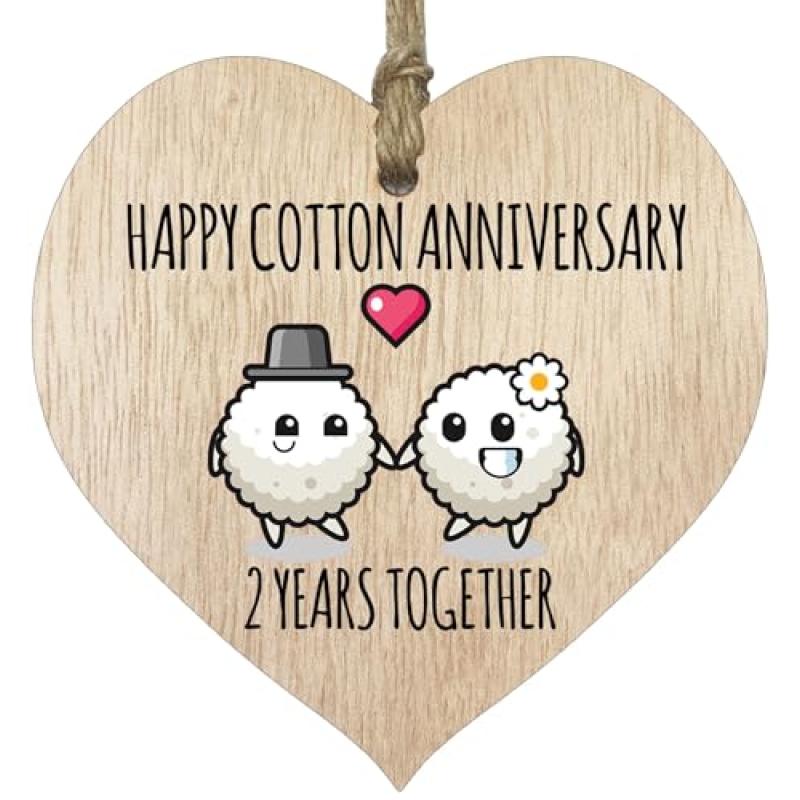 2nd Anniversary Wooden Heart Plaque