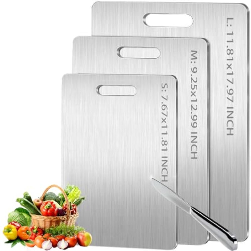 3 Pack Titanium Chopping Board for Kitchen-Double…