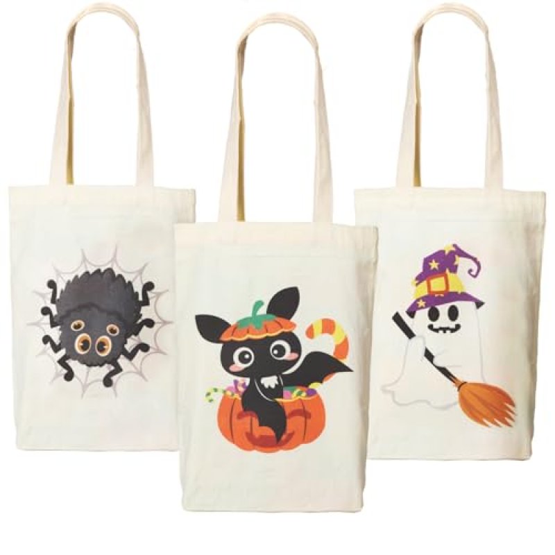FINGOOO 3 Pcs Large Halloween Tote Bags for Trick…