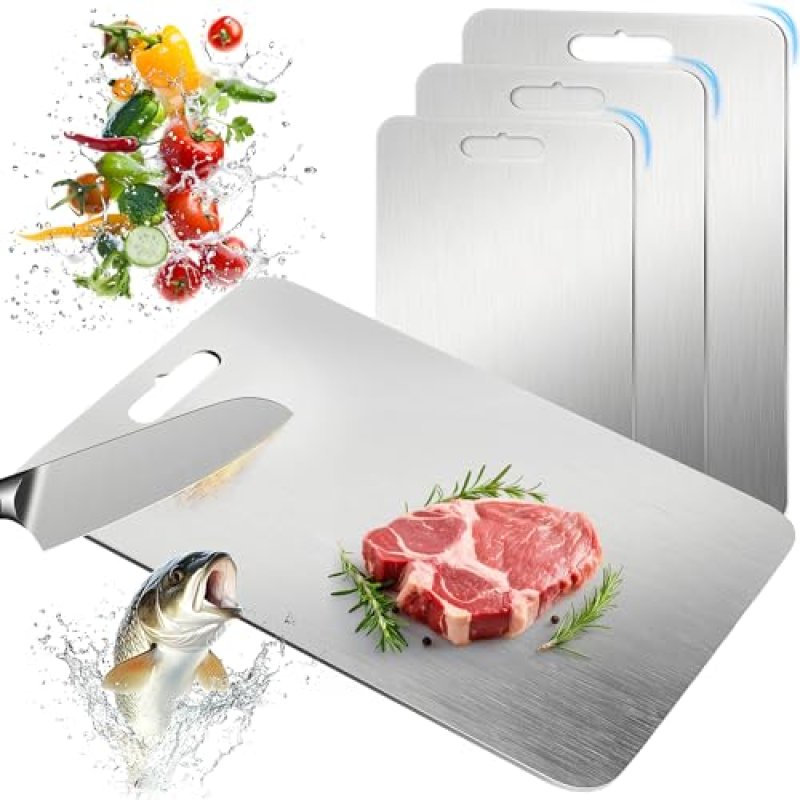 3PCS Titanium Cutting Board, BOYUNSHI Stainless…