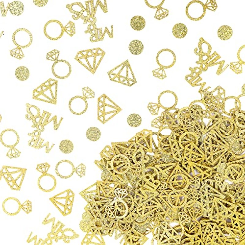 300 Pcs Gold Wedding Table Confetti, Mr and Mrs…