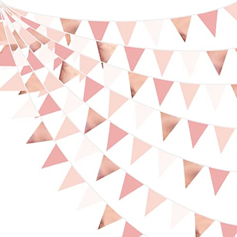 32Ft Dusty Blush Pink Rose Gold Bunting Banner…