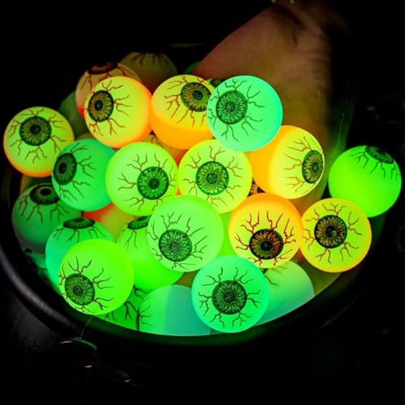 JOYIN 36 PCS Halloween Glow Eyeball Bouncy Ball,…