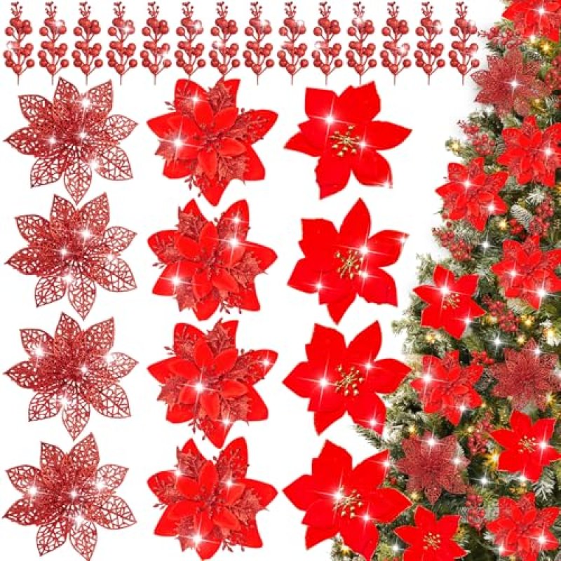 XIMISHOP 36PCS Red Christmas Tree Decorations,…