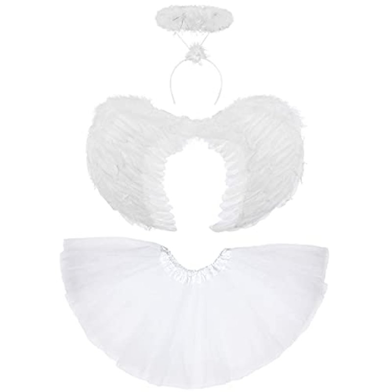 3pc Ladies Angel Costume - Womens White Angel…