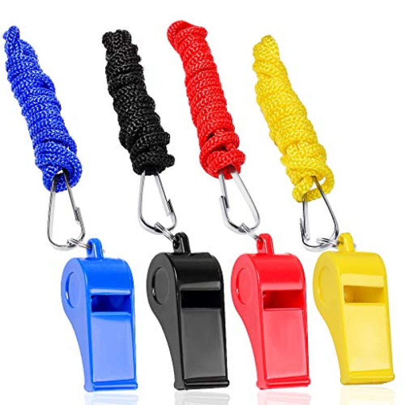4 Packs Plastic Whistles With Lanyard Set For…