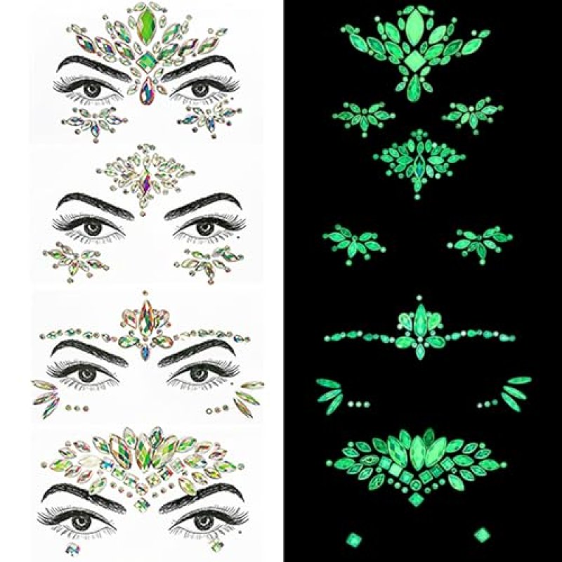 4 Pcs Face Gems Glow in the Dark, Face Gems…