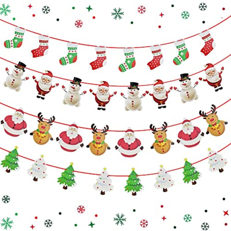 QUCUMER 4 Pcs Christmas Hanging Banner Christmas…