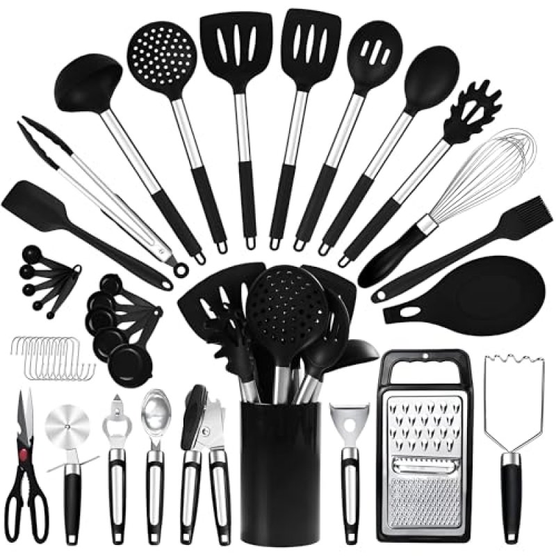 RFAQK 40PCs Silicone Kitchen Utensils Set with…