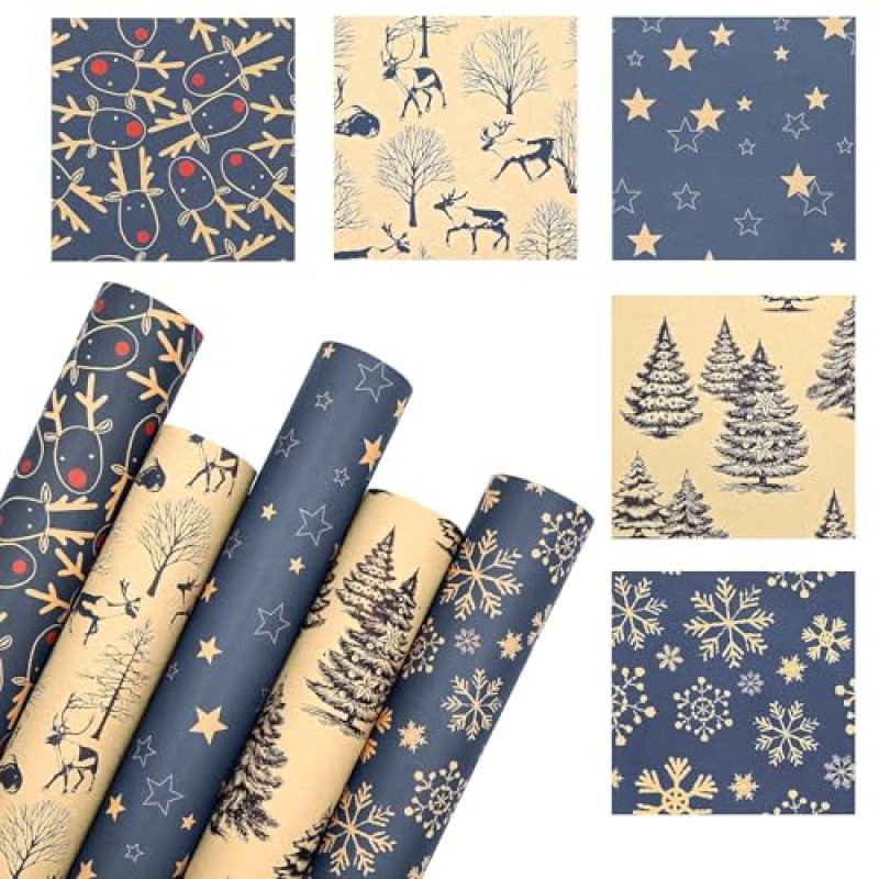 43cm*100cm Kraft Christmas Wrapping Paper Sheet,…