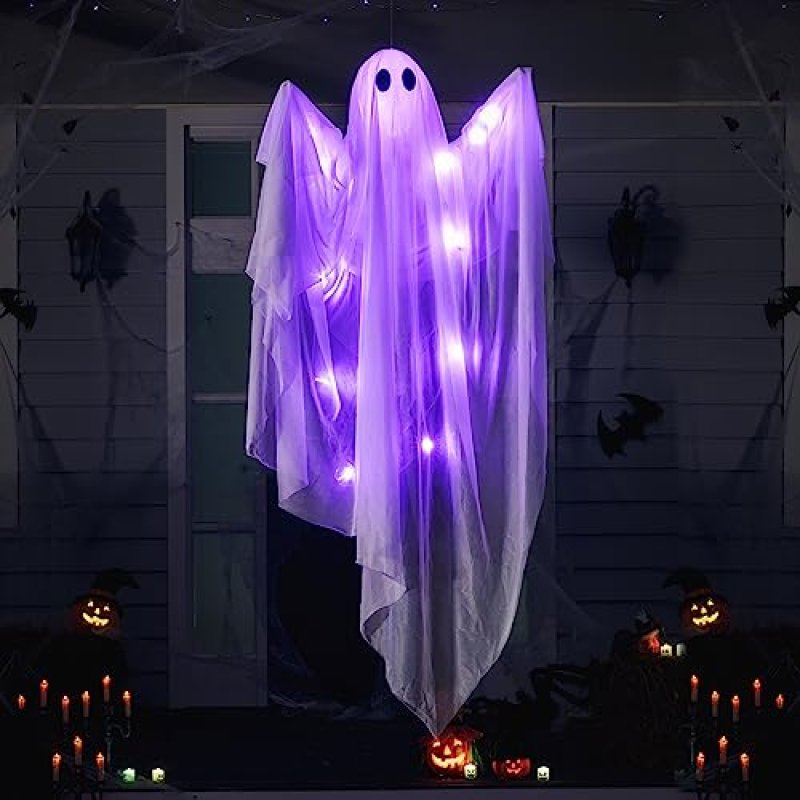 JOYIN 47" Halloween Hanging Light Up Ghost with…