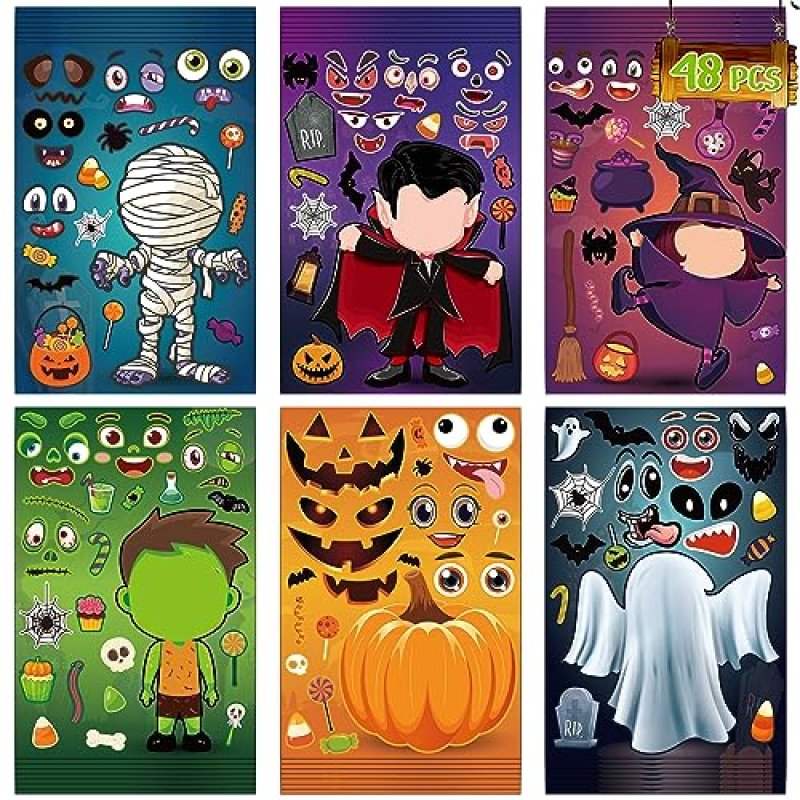 48 Sheets Halloween Stickers Crafts for Kids…