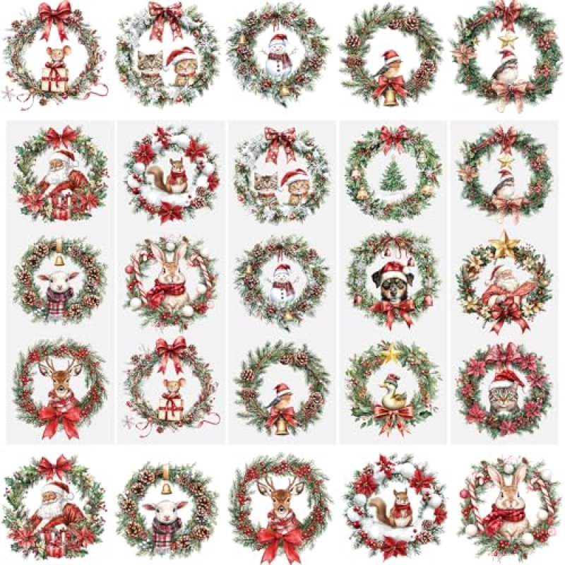 WANDIC 5 Sheets Christmas Garland Rub on…