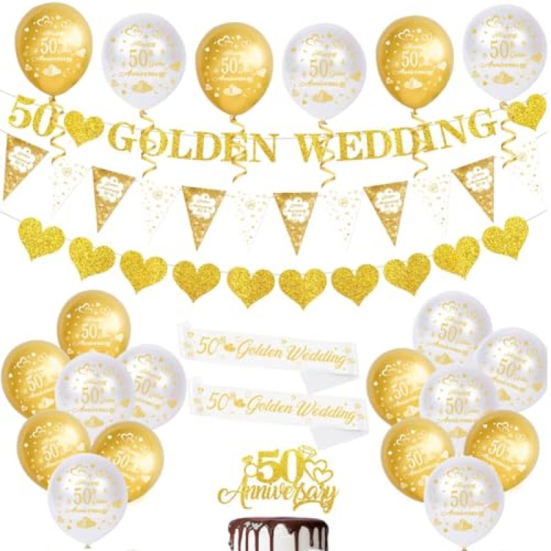 50th Anniversary Banners & Decorations - Golden…