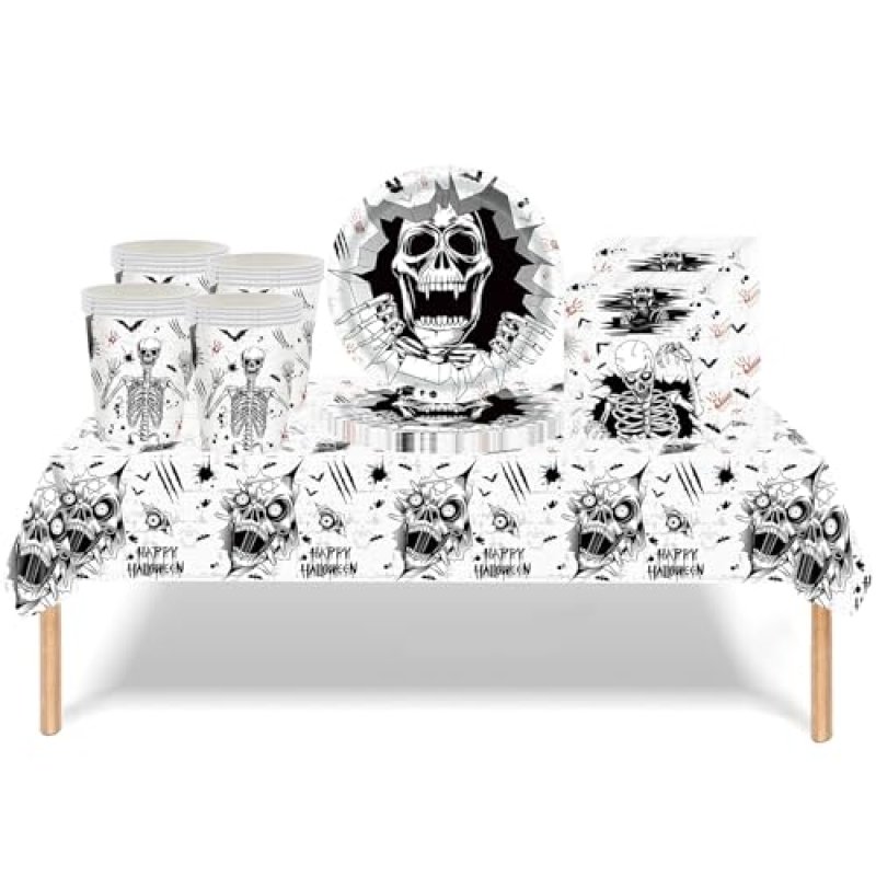 53Pcs Halloween Skull Tableware Decorations…