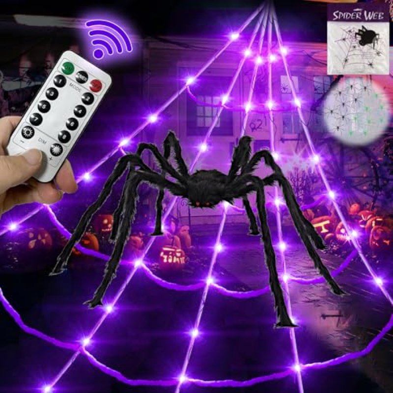 5ft LED Spider and Halloween Web Set