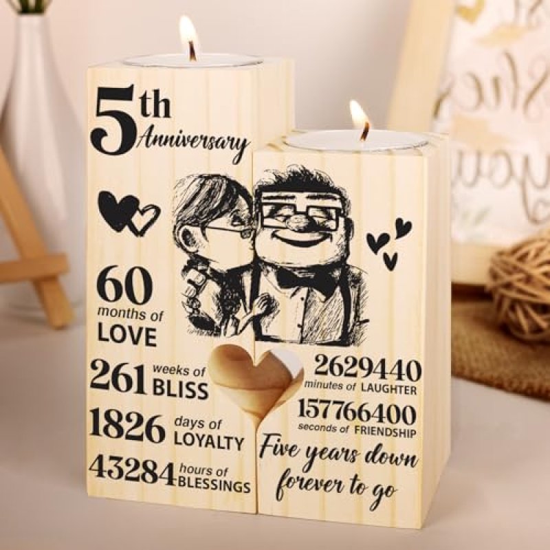 5th Anniversary Candlestick for Couples