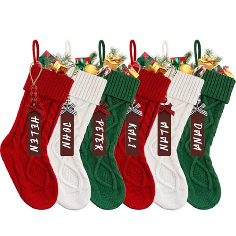 6PACK Christmas Stockings,18” Large Cable Knitted…