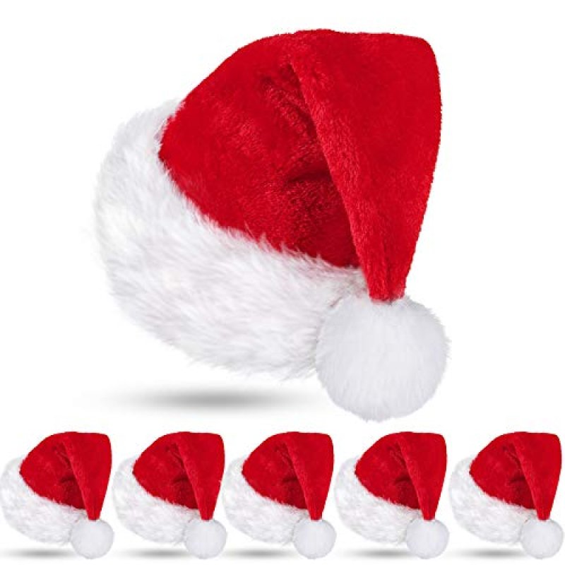 6 Pieces Santa Hat Unisex Christmas Cap Xmas Hat…