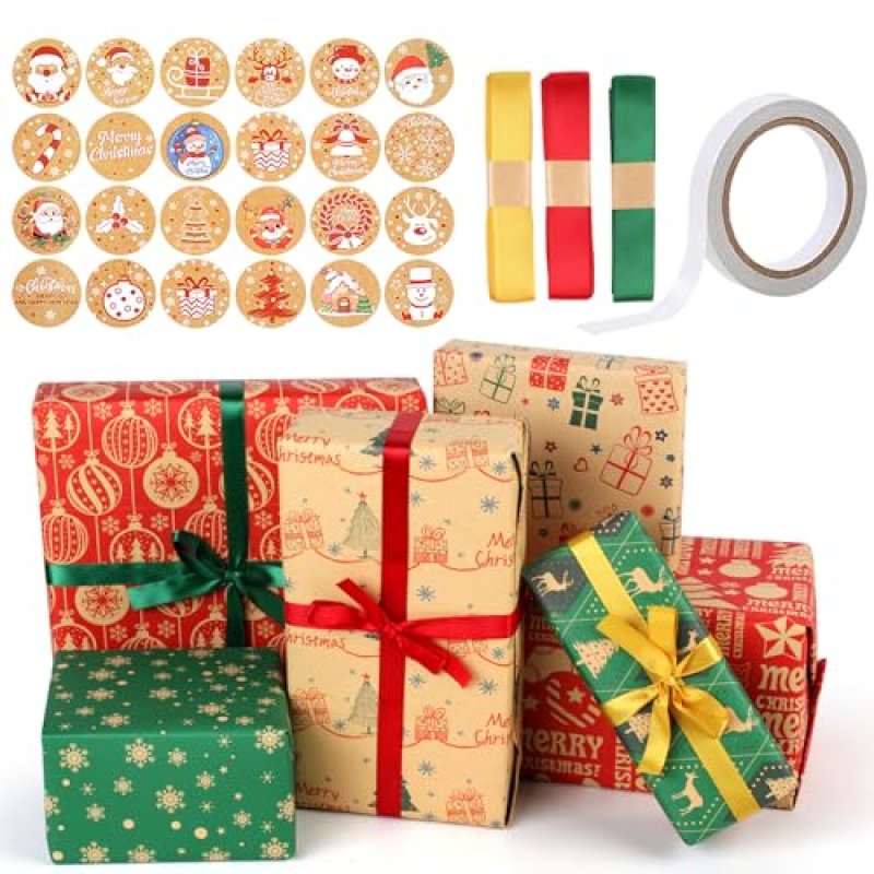 6 Styles Christmas Wrapping Paper Bulk - 50x70cm…