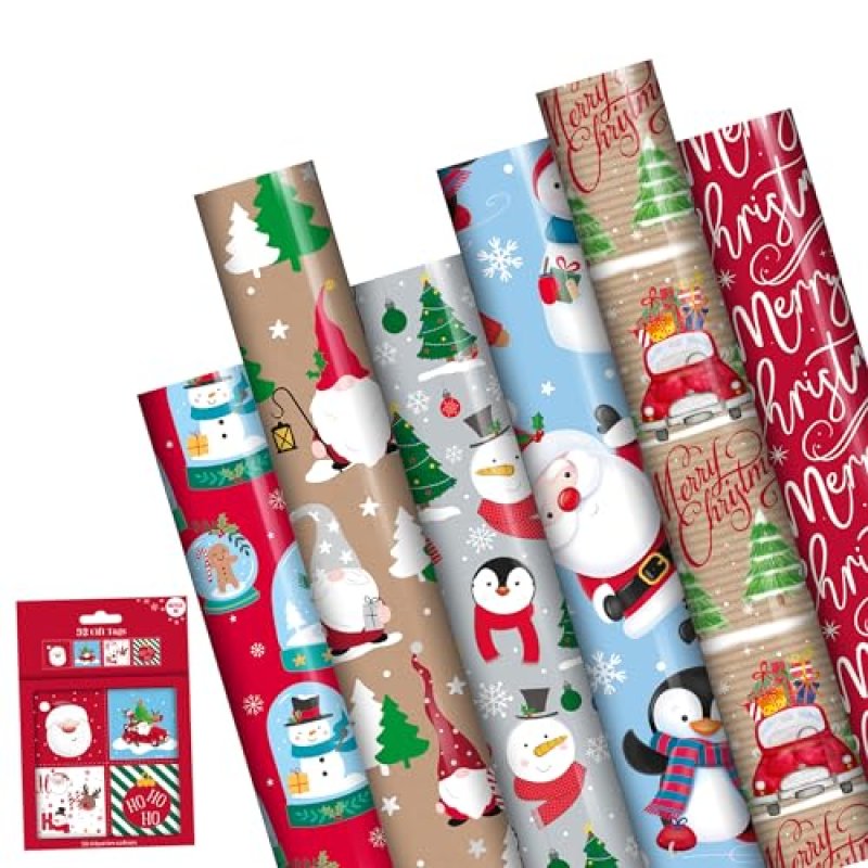 6 x Christmas Wrapping Paper Roll Cute and…