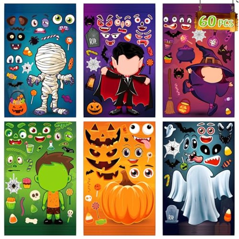 60 Sheets Halloween Stickers Crafts for Kids…